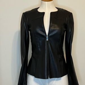 Zara Basic peplum leather jacket | Size XS | pristine condition